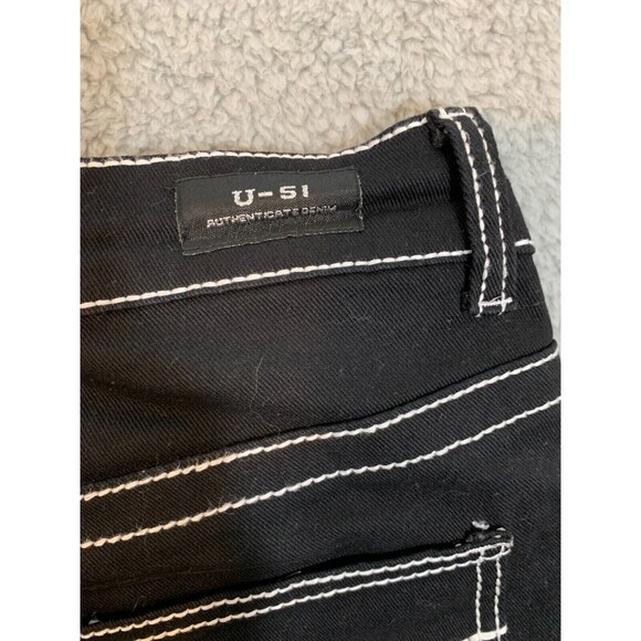 Women's Black and White U-51 Authentic Denim Shorts 5 Pocket Design Buttons - Picture 5 of 11